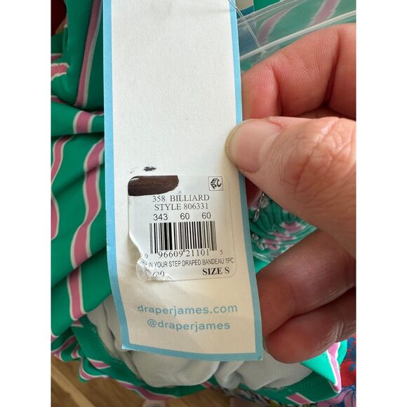 NWT Draper James Prep In Your Step Draped Bandeau One Piece Swimsuit Size Small - Picture 2 of 11